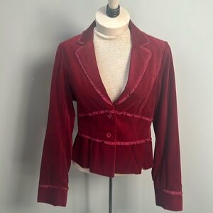 Anthropologie Sitwell velvet wine blazer, size 10 (fits like 6). Never worn!